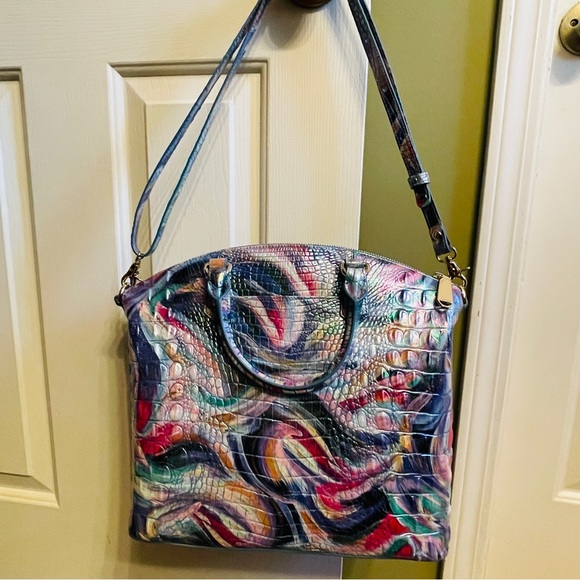 🎁SALE! Brahmin HARD TO FIND! Large Duxbury Croc Embossed Leather in Elope!!! - Picture 10 of 16